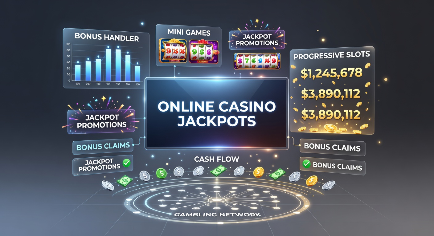 Vibrant online slot machine screen displaying a massive progressive jackpot counter ticking upward amid colorful mini-game icons and bonus multipliers