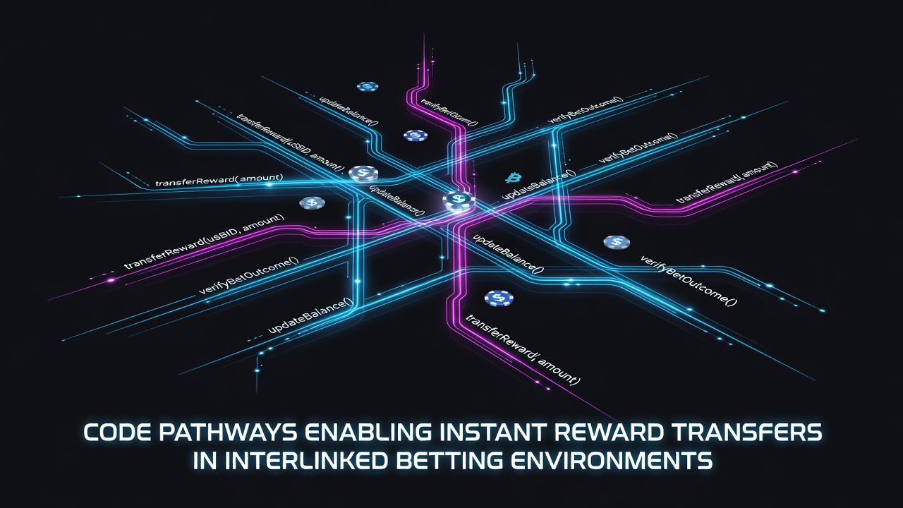 Network diagram showing interlinked betting platforms with reward transfer flows