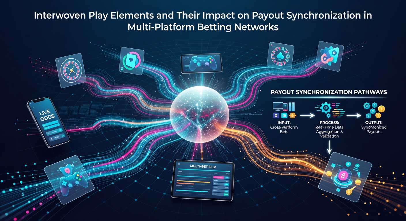Diagram showing interconnected play elements across mobile, desktop, and tablet betting interfaces with synchronized payout flows